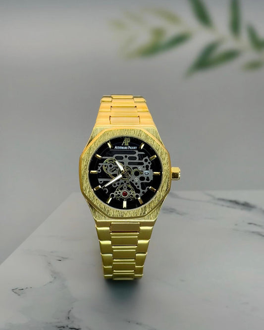 Luxury Gold Skeleton Watch – AP Inspired Design